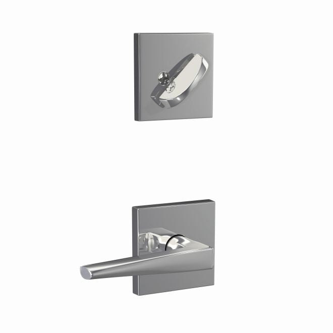 Schlage Custom Eller Lever With Collins Rosette Interior Active Trim - Exterior Handleset Sold Separately in Bright Chrome finish