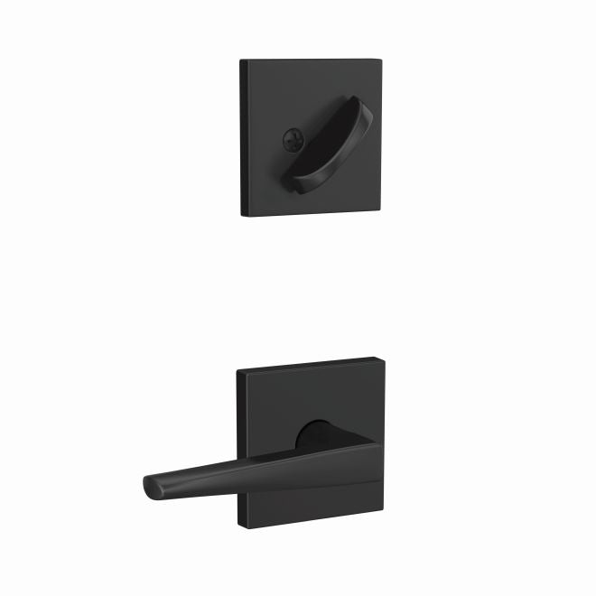 Schlage Custom Eller Lever With Collins Rosette Interior Active Trim - Exterior Handleset Sold Separately in Flat Black finish