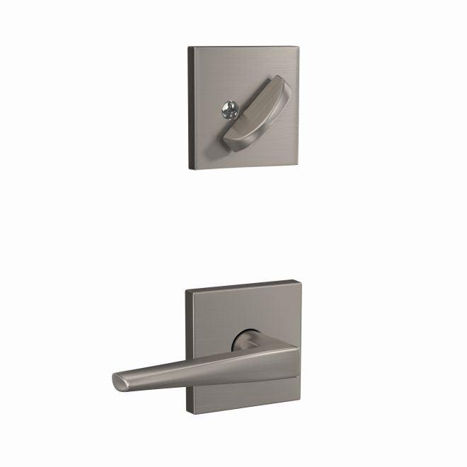 Schlage Custom Eller Lever With Collins Rosette Interior Active Trim - Exterior Handleset Sold Separately in Satin Nickel finish