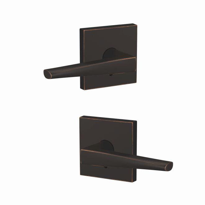 Schlage Custom Eller Lever With Collins Rosette Non Turning Double Dummy Pair in Aged Bronze finish