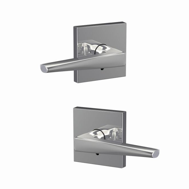 Schlage Custom Eller Lever With Collins Rosette Non Turning Double Dummy Pair in Bright Chrome finish