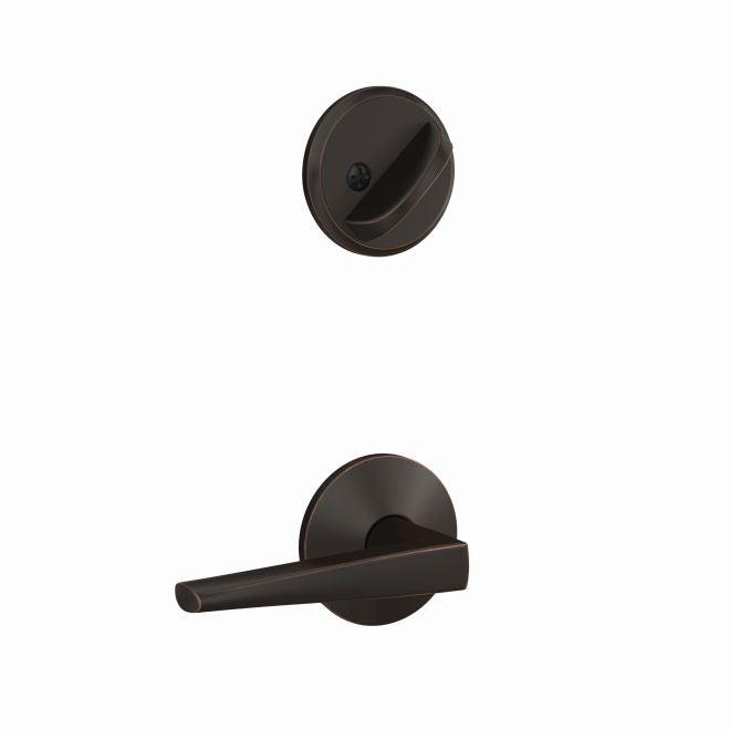 Schlage Custom Eller Lever With Kinsler Rosette Interior Active Trim - Exterior Handleset Sold Separately in Aged Bronze finish