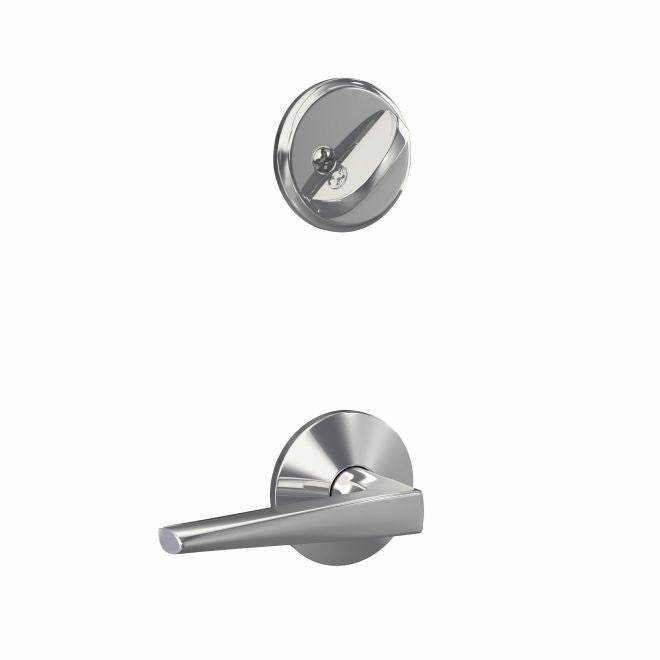 Schlage Custom Eller Lever With Kinsler Rosette Interior Active Trim - Exterior Handleset Sold Separately in Bright Chrome finish