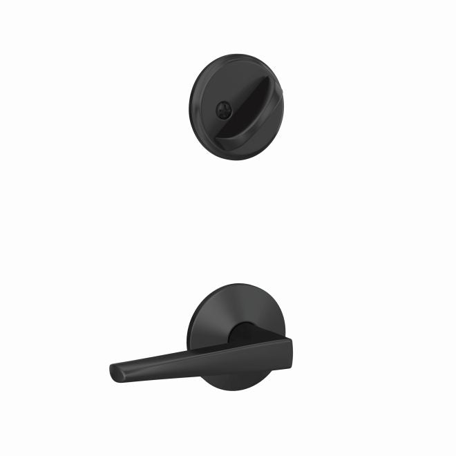 Schlage Custom Eller Lever With Kinsler Rosette Interior Active Trim - Exterior Handleset Sold Separately in Flat Black finish