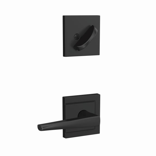 Schlage Custom Eller Lever With Upland Rosette Interior Active Trim - Exterior Handleset Sold Separately in Flat Black finish