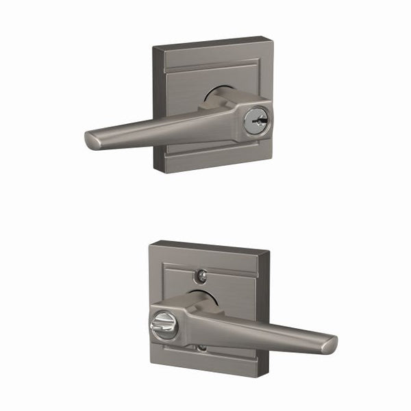 Schlage Custom Eller Lever With Upland Rosette Keyed Entry Lock in Satin Nickel finish