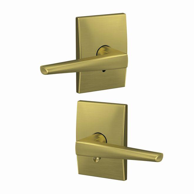 Schlage Custom Eller Passage and Privacy Lever With Century Rosette in Satin Brass finish