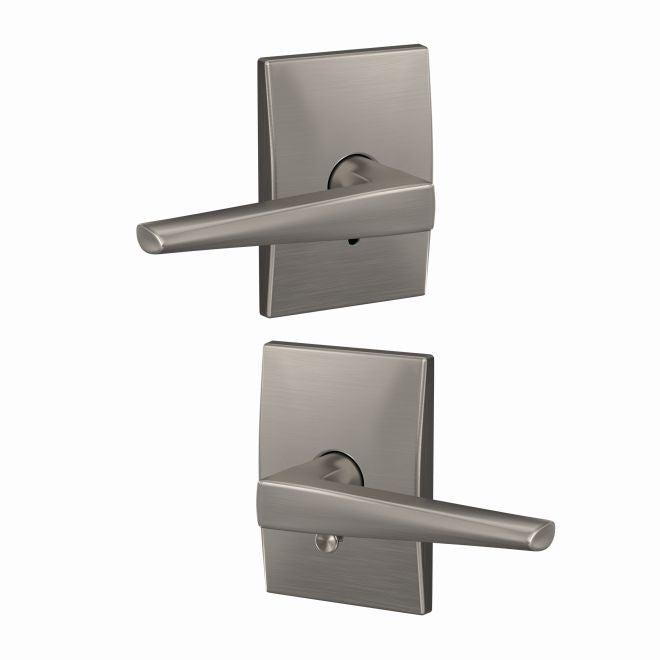 Schlage Custom Eller Passage and Privacy Lever With Century Rosette in Satin Nickel finish