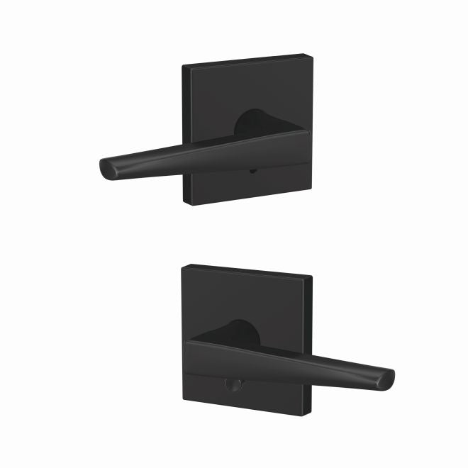 Schlage Custom Eller Passage and Privacy Lever With Collins Rosette in Flat Black finish