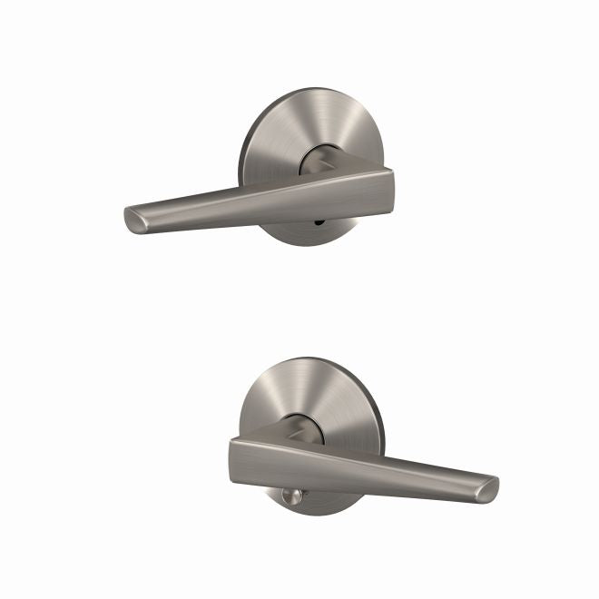 Schlage Custom Eller Passage and Privacy Lever With Kinsler Rosette in Satin Nickel finish