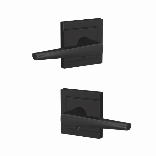 Schlage Custom Eller Passage and Privacy Lever With Upland Rosette in Flat Black finish