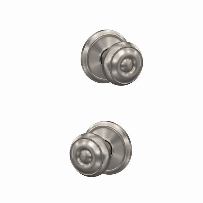 Schlage Custom Georgian Knob With Alden Rosette Non Turning Double Dummy Pair in Satin Nickel finish