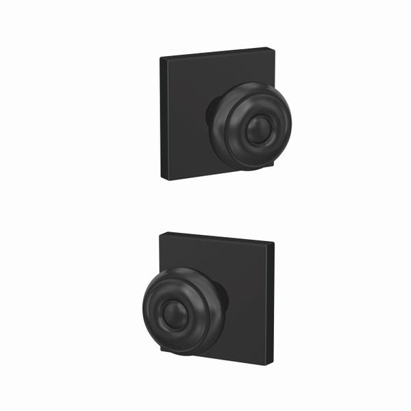 Schlage Custom Georgian Knob With Collins Rosette Non Turning Double Dummy Pair in Flat Black finish