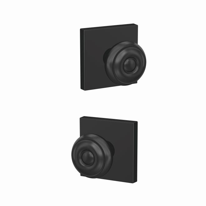 Schlage Custom Georgian Passage and Privacy Knob With Collins Rosette in Flat Black finish