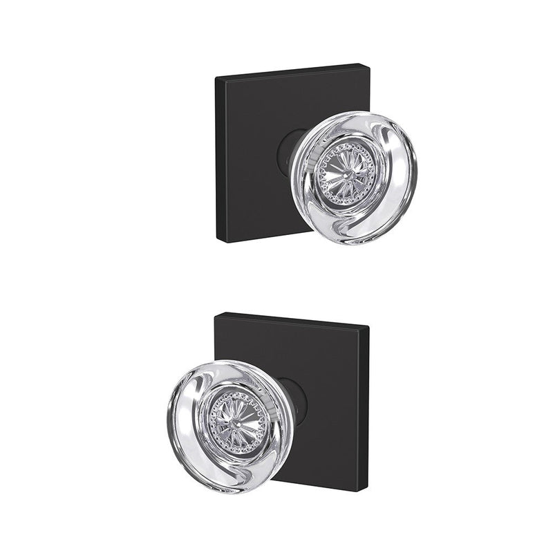 Schlage Custom Hobson Passage and Privacy Knob With Collins Rosette in Flat Black finish