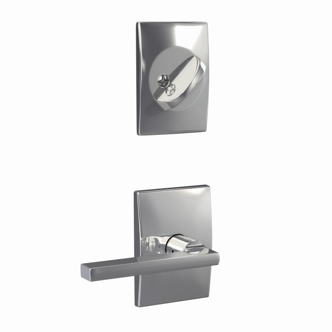 Schlage Custom Latitude Lever With Century Rosette Interior Active Trim- Exterior Handleset Sold Separately in Bright Chrome finish