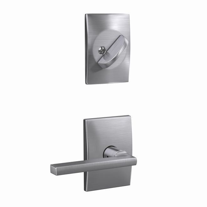 Schlage Custom Latitude Lever With Century Rosette Interior Active Trim- Exterior Handleset Sold Separately in Satin Chrome finish