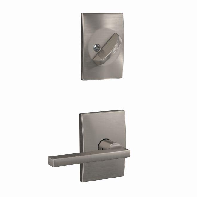 Schlage Custom Latitude Lever With Century Rosette Interior Active Trim- Exterior Handleset Sold Separately in Satin Nickel finish