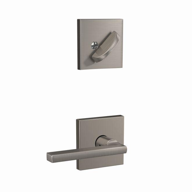 Schlage Custom Latitude Lever With Collins Rosette Interior Active Trim- Exterior Handleset Sold Separately in Satin Nickel finish