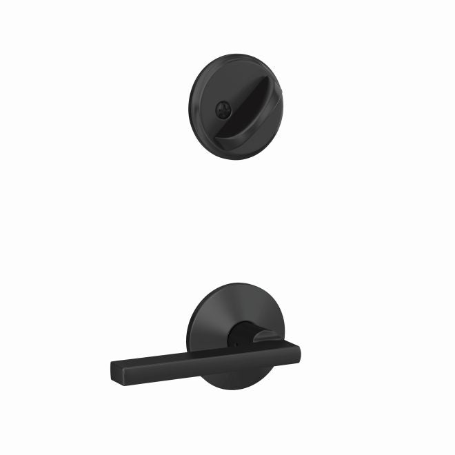 Schlage Custom Latitude Lever With Kinsler Rosette Interior Active Trim- Exterior Handleset Sold Separately in Flat Black finish