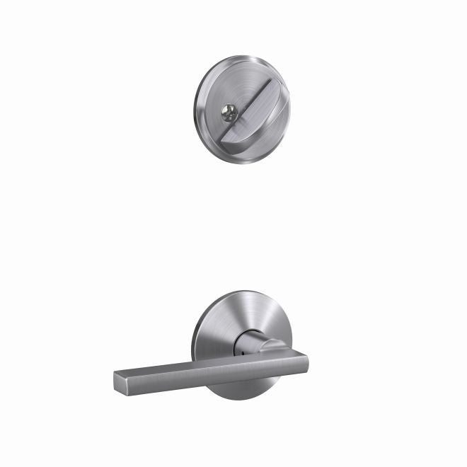 Schlage Custom Latitude Lever With Kinsler Rosette Interior Active Trim- Exterior Handleset Sold Separately in Satin Chrome finish