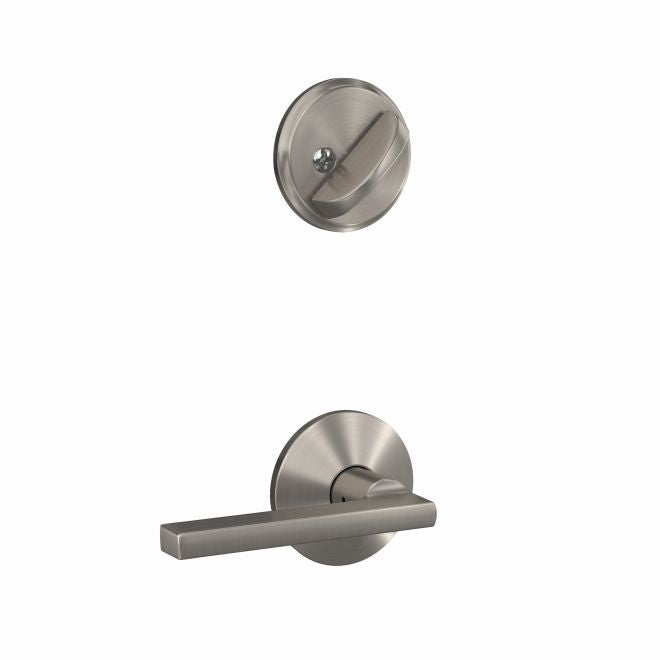 Schlage Custom Latitude Lever With Kinsler Rosette Interior Active Trim- Exterior Handleset Sold Separately in Satin Nickel finish