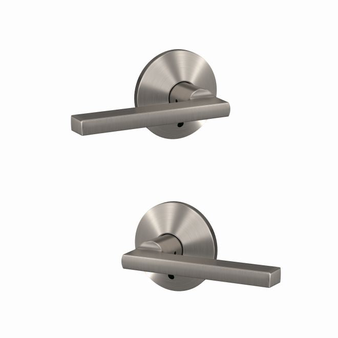 Schlage Custom Latitude Lever With Kinsler Rosette Non Turning Double Dummy Pair in Satin Nickel finish