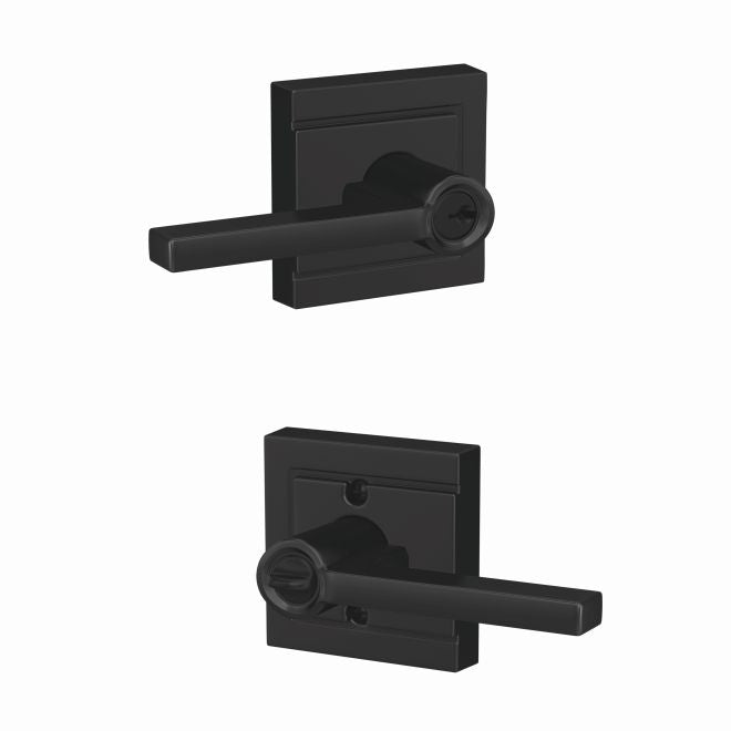 Schlage Custom Latitude Lever With Upland Rosette Keyed Entry Lock in Flat Black finish