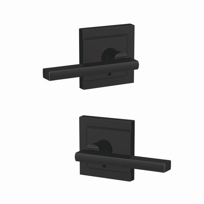 Schlage Custom Latitude Lever With Upland Rosette Non Turning Double Dummy Pair in Flat Black finish