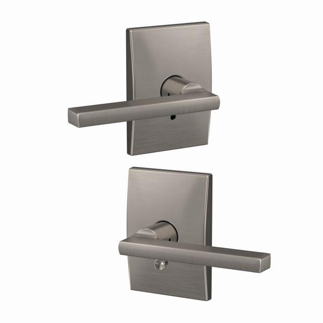 Schlage Custom Latitude Passage and Privacy Lever With Century Rosette in Satin Nickel finish