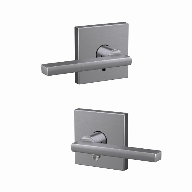 Schlage Custom Latitude Passage and Privacy Lever With Collins Rosette in Satin Chrome finish