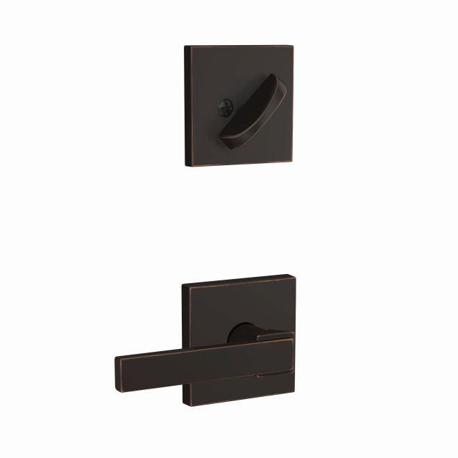 Schlage Custom Northbrook Lever With Collins Rosette Interior Active Trim - Exterior Handleset Sold Separately in Aged Bronze finish