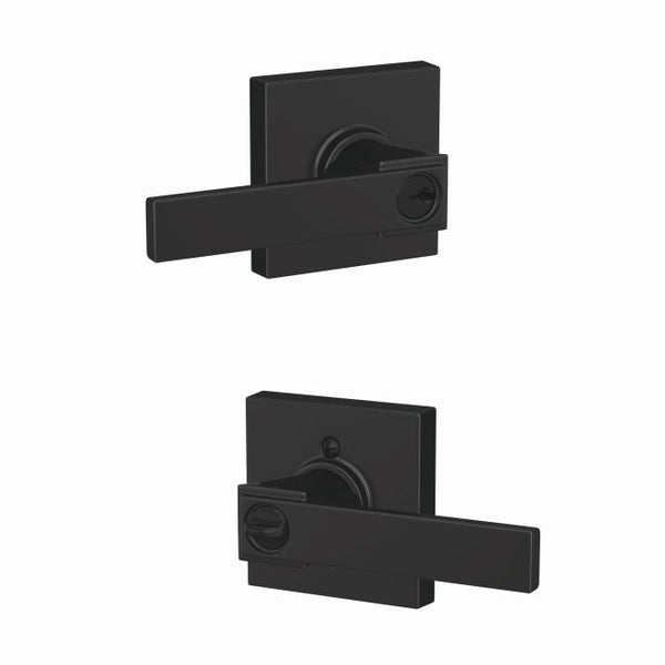 Schlage Custom Northbrook Lever With Collins Rosette Keyed Entry Lock in Flat Black finish