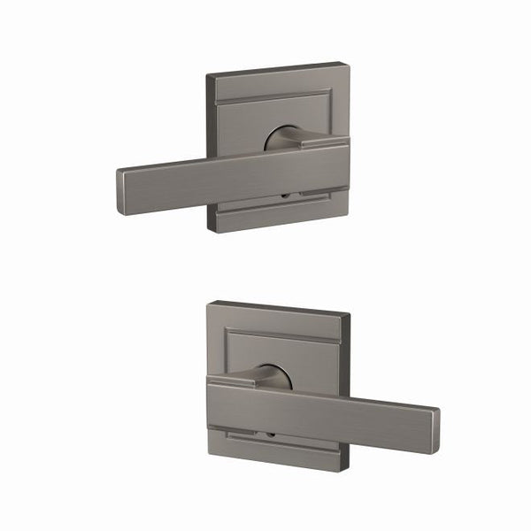 Schlage Custom Northbrook Lever With Upland Rosette Non Turning Double Dummy Pair in Satin Nickel finish