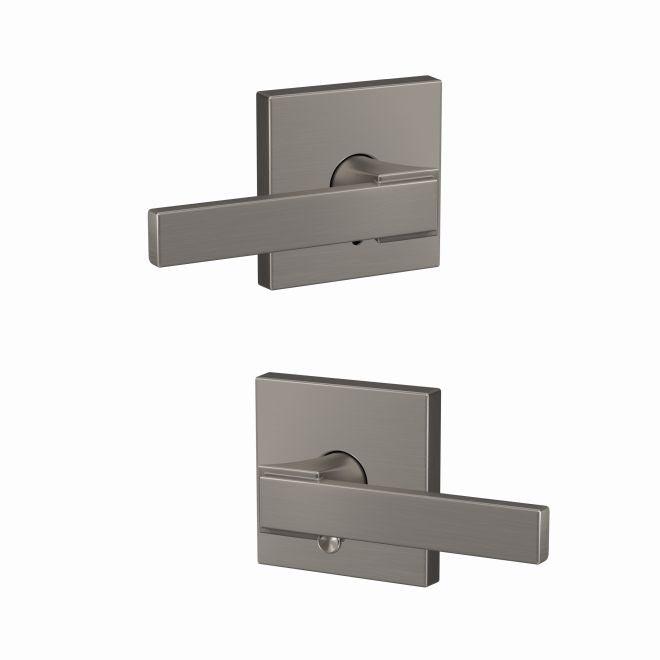 Schlage Custom Northbrook Passage and Privacy Lever With Collins Rosette in Satin Nickel finish