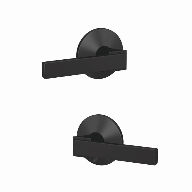 Schlage Custom Northbrook Passage and Privacy Lever With Kinsler Rosette in Flat Black finish