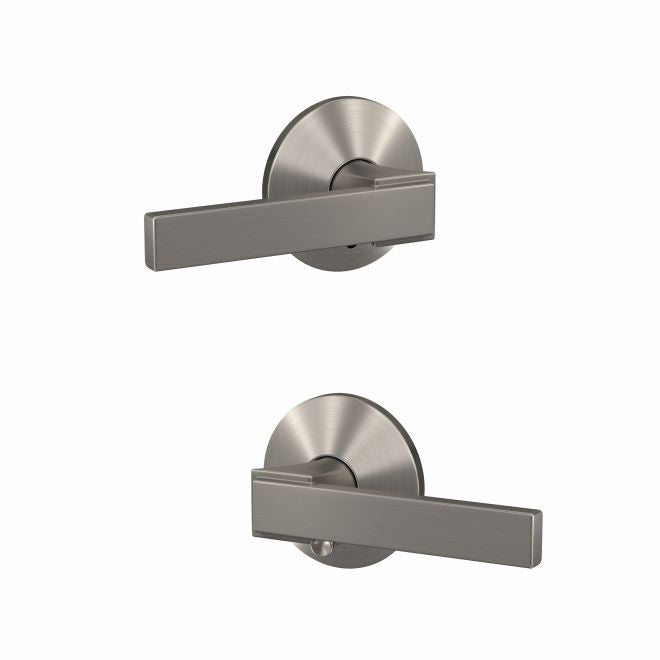 Schlage Custom Northbrook Passage and Privacy Lever With Kinsler Rosette in Satin Nickel finish