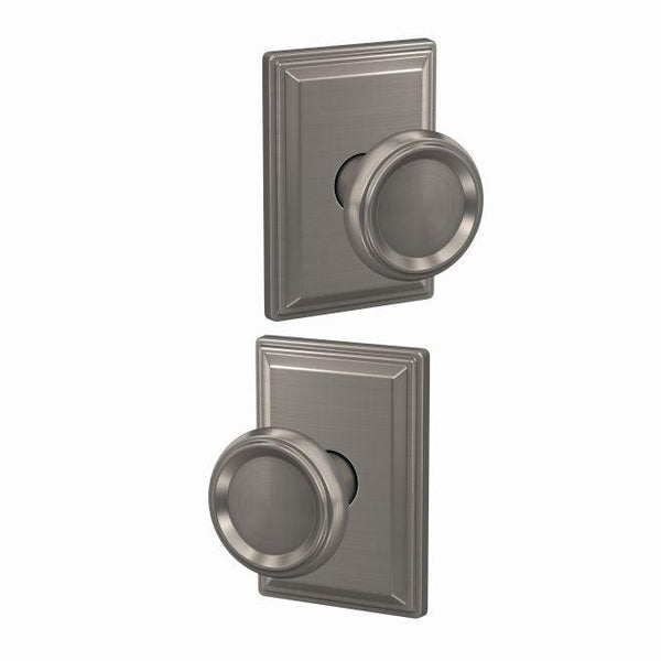 Schlage Custom Passage and Privacy Offerman Knob with Grandville Rosette in Satin Nickel finish