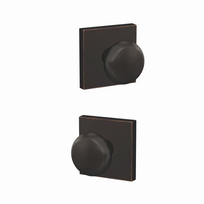 Schlage Custom Plymouth Passage and Privacy Knob With Collins Rosette in Aged Bronze finish