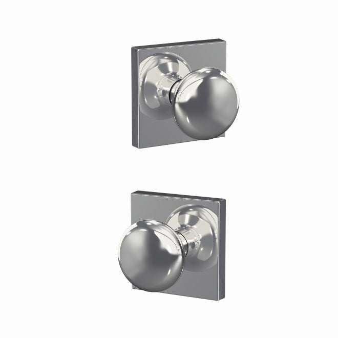 Schlage Custom Plymouth Passage and Privacy Knob With Collins Rosette in Bright Chrome finish