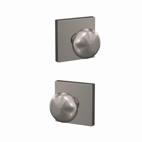 Schlage Custom Plymouth Passage and Privacy Knob With Collins Rosette in Satin Nickel finish