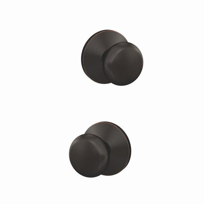 Schlage Custom Plymouth Passage and Privacy Knob With Kinsler Rosette in Aged Bronze finish