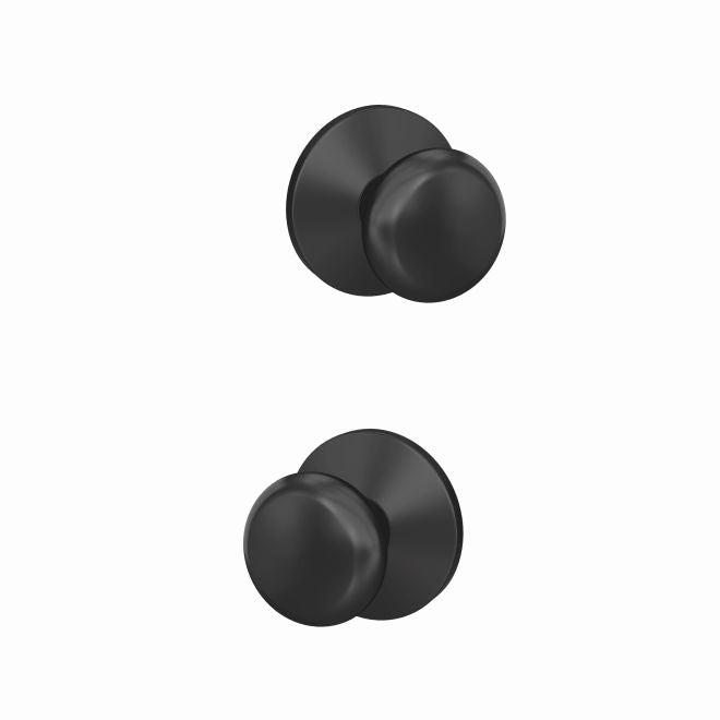 Schlage Custom Plymouth Passage and Privacy Knob With Kinsler Rosette in Flat Black finish