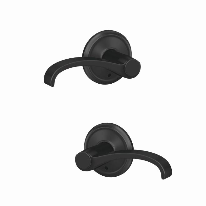 Schlage Custom Whitney Lever With Alden Rosette Non Turning Double Dummy Pair in Flat Black finish