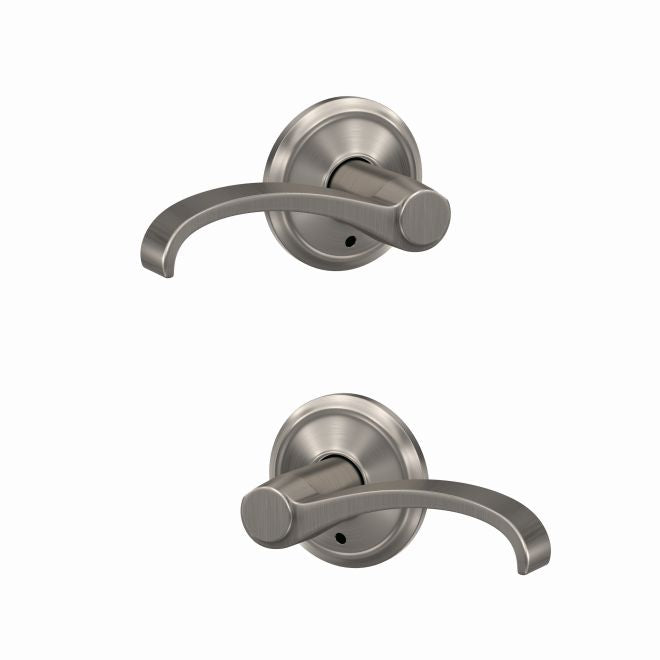 Schlage Custom Whitney Lever With Alden Rosette Non Turning Double Dummy Pair in Satin Nickel finish