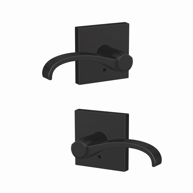 Schlage Custom Whitney Lever With Collins Rosette Non Turning Double Dummy Pair in Flat Black finish