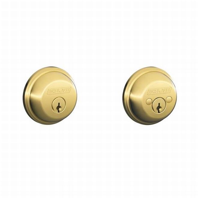 Schlage Double Cylinder Deadbolt in Bright Brass finish