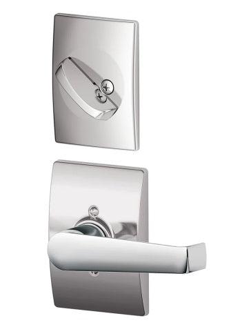 Schlage Elan Lever With Century Rosette Interior Active Trim - Exterior Handleset Sold Separately in Bright Chrome finish