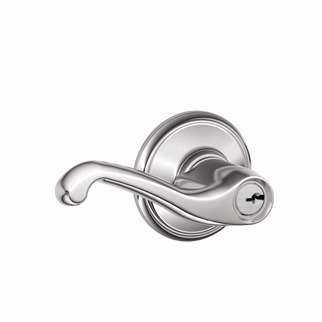 Schlage Flair Lever Keyed Entry Lock in Bright Chrome finish