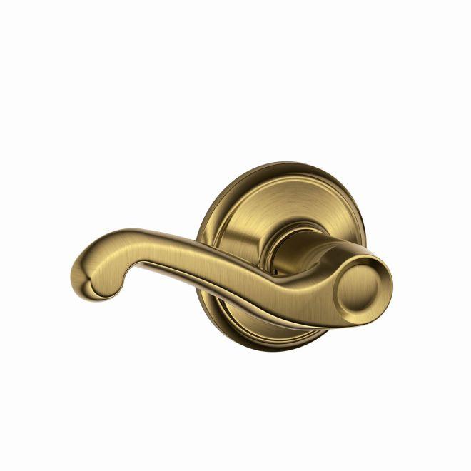 Schlage Flair Passage Lever in Antique Brass finish